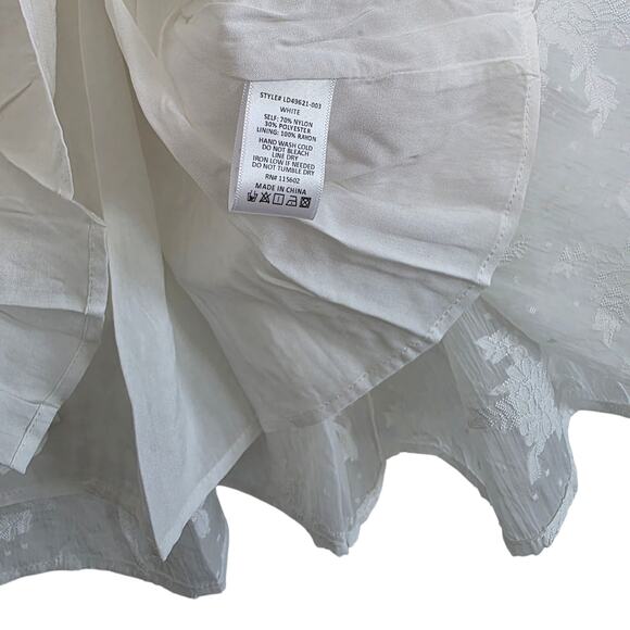 Lush White Floral Embroidery Puffy Sleeve Open Back Fit & Flare Mini Dress Small - Picture 8 of 11